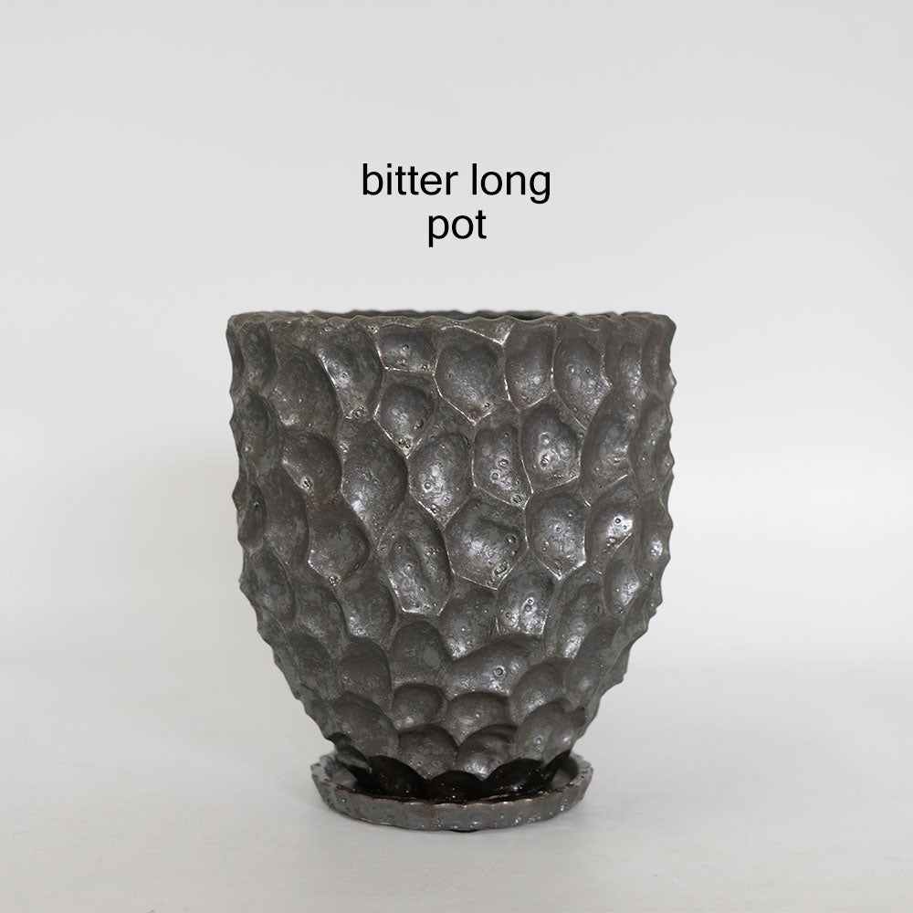 植木鉢  bitter long pot 陶器 おしゃれ 径18cm 高20cm 底穴あり