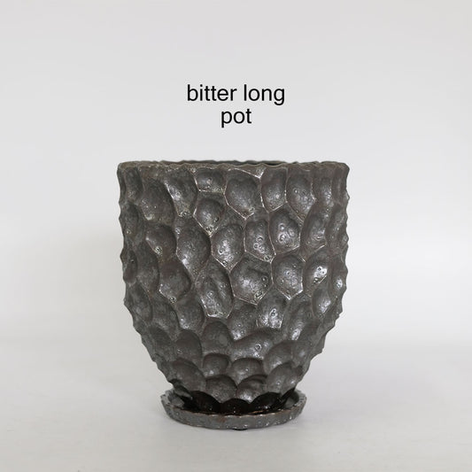 植木鉢  bitter long pot 陶器 おしゃれ 径18cm 高20cm 底穴あり