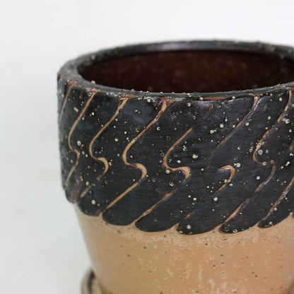 植木鉢 Eartn Color Pot 陶器 ベージュトーン アースカラー 懸崖3.5号鉢用 径15cm 高14cm 底穴あり