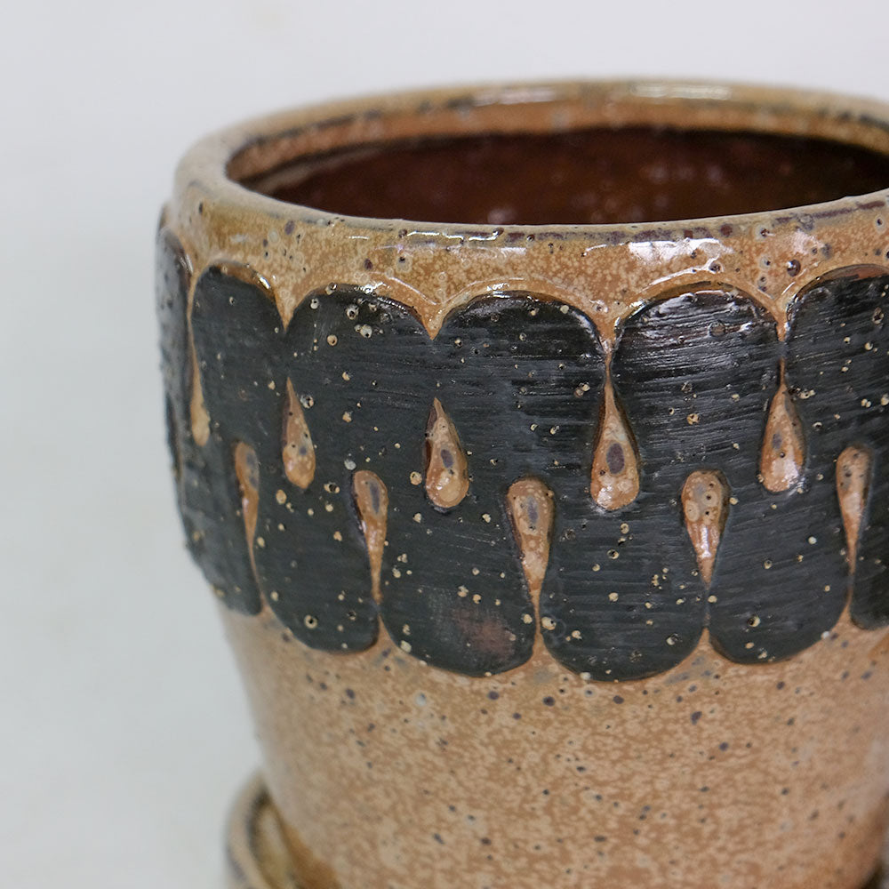 植木鉢 Eartn Color Pot 陶器 ベージュトーン アースカラー 懸崖3.5号鉢用 径15cm 高14cm 底穴あり