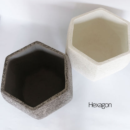 植木鉢 おしゃれ 大型 Eco Stone ポットヘキサゴン 鉢カバー stem 懸崖8号鉢用