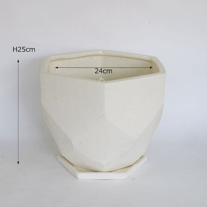 植木鉢  ポリへドロンストーンポットセラミック鉢 stem ストーンウェア 径26cm 高23.5cm 底穴あり