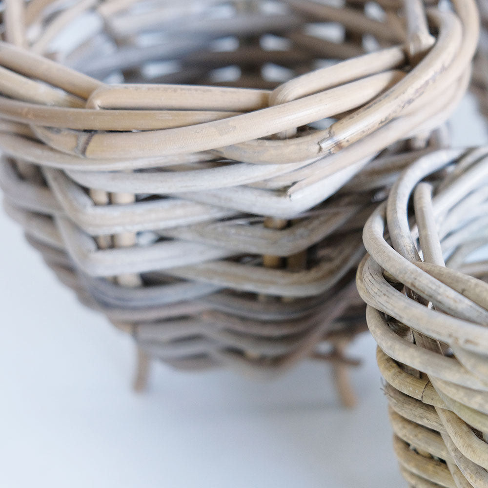 Gray Rattan  鉢カバー おしゃれ バスケット ラタン 植木鉢 カバーバスケット 懸崖鉢カバー３号 ４号
