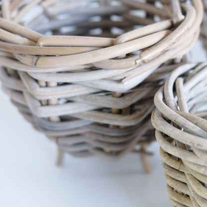 Gray Rattan  鉢カバー おしゃれ バスケット ラタン 植木鉢 カバーバスケット 懸崖鉢カバー３号 ４号