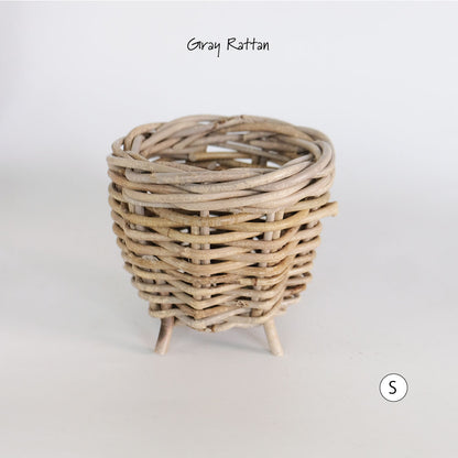 Gray Rattan  鉢カバー おしゃれ バスケット ラタン 植木鉢 カバーバスケット 懸崖鉢カバー３号 ４号