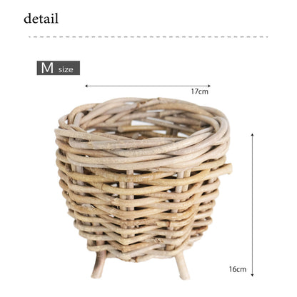 Gray Rattan  鉢カバー おしゃれ バスケット ラタン 植木鉢 カバーバスケット 懸崖鉢カバー３号 ４号