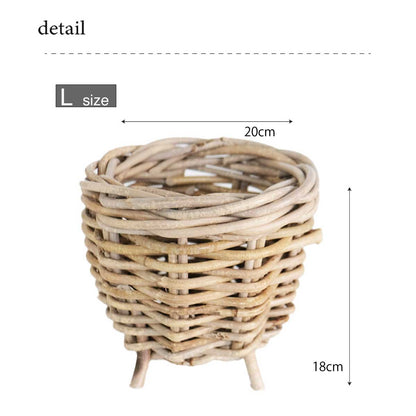 Gray Rattan  鉢カバー おしゃれ バスケット ラタン 植木鉢 カバーバスケット 懸崖鉢カバー３号 ４号