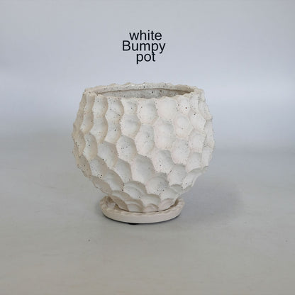 植木鉢  white Bumpy pot 陶器 おしゃれ 径16cm 高14.5cm 底穴あり セラミックポット