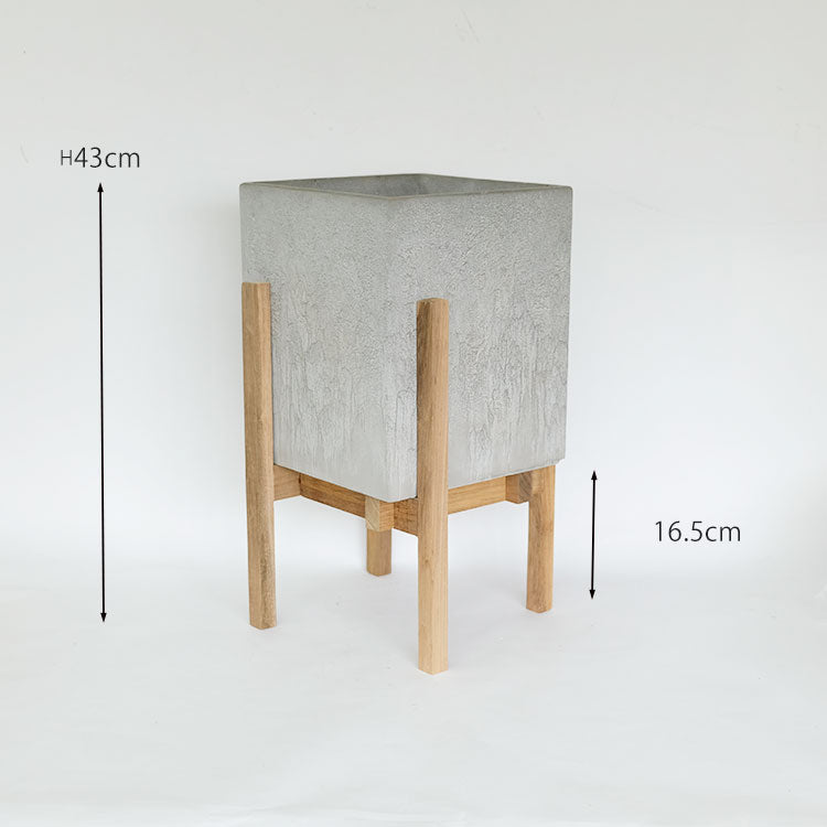 ウッドポットスタンド　rectangle フラワースタンド 鉢台 stem 木製 鉢付き 植木鉢スタンド
