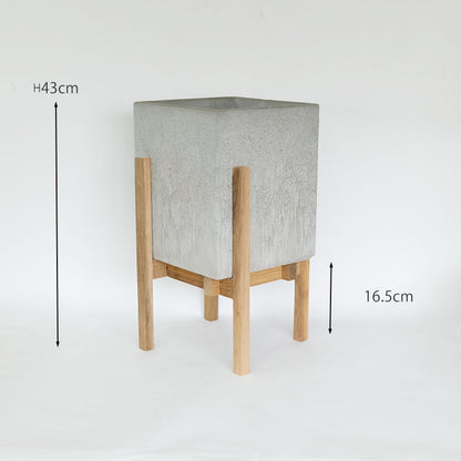 ウッドポットスタンド　rectangle フラワースタンド 鉢台 stem 木製 鉢付き 植木鉢スタンド