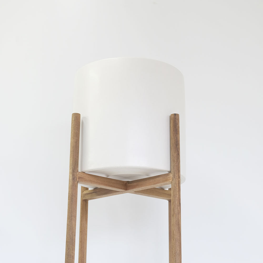 WOOD POT STAND ショート42 フラワースタンド 鉢台 stem 木製 鉢付き 植木鉢スタンド