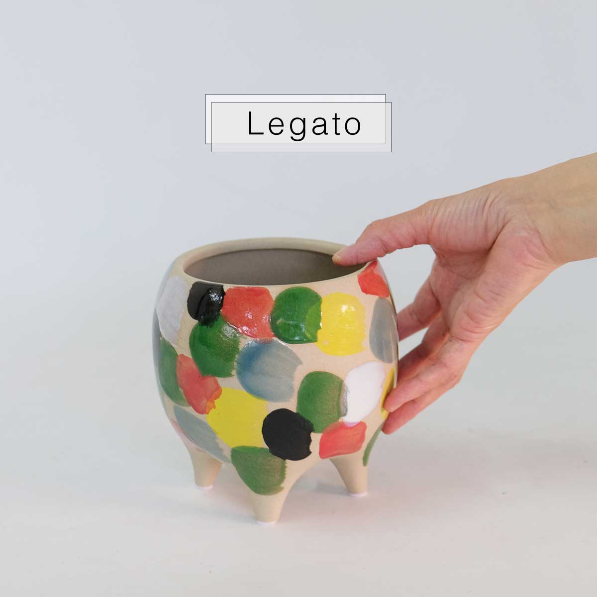 Legato 底穴有り 陶器 植木鉢 おしゃれ ペイント ４つ脚 径13.8cm 高13.8cm ピンク ゴールド ブラウントロンコ tronco