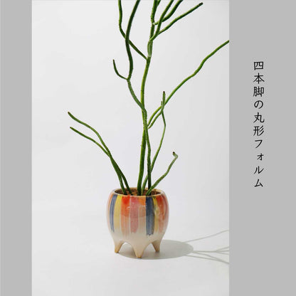 Legato 底穴有り 陶器 植木鉢 おしゃれ ペイント ４つ脚 径13.8cm 高13.8cm ピンク ゴールド ブラウントロンコ tronco