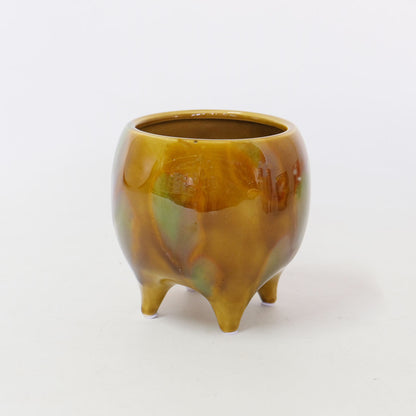 Legato 底穴有り 陶器 植木鉢 おしゃれ ペイント ４つ脚 径13.8cm 高13.8cm ピンク ゴールド ブラウントロンコ tronco