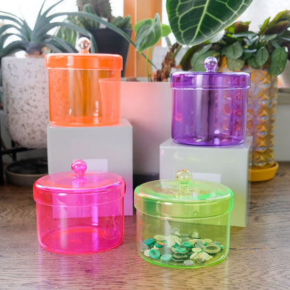 ガラスケース ネオンカラーRadiance Neon Case 蓋付き 黄色 ピンク オレンジ 紫 一輪挿し ポップ ビタミンカラー 軽量 ガラス 平成レトロ |
