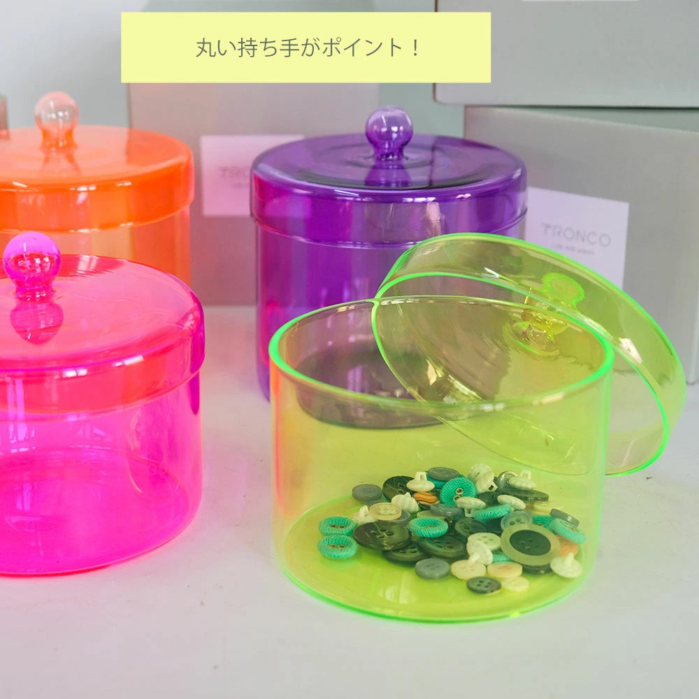 ガラスケース ネオンカラーRadiance Neon Case 蓋付き 黄色 ピンク オレンジ 紫 一輪挿し ポップ ビタミンカラー 軽量 ガラス 平成レトロ |