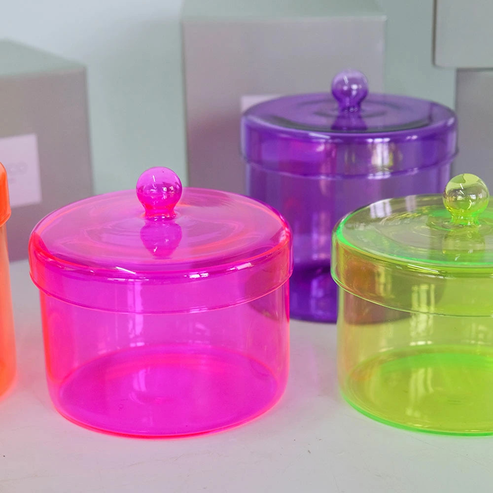 ガラスケース ネオンカラーRadiance Neon Case 蓋付き 黄色 ピンク オレンジ 紫 一輪挿し ポップ ビタミンカラー 軽量 ガラス 平成レトロ |