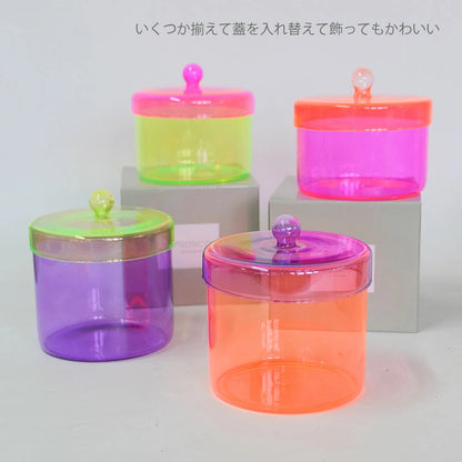 ガラスケース ネオンカラーRadiance Neon Case 蓋付き 黄色 ピンク オレンジ 紫 一輪挿し ポップ ビタミンカラー 軽量 ガラス 平成レトロ |