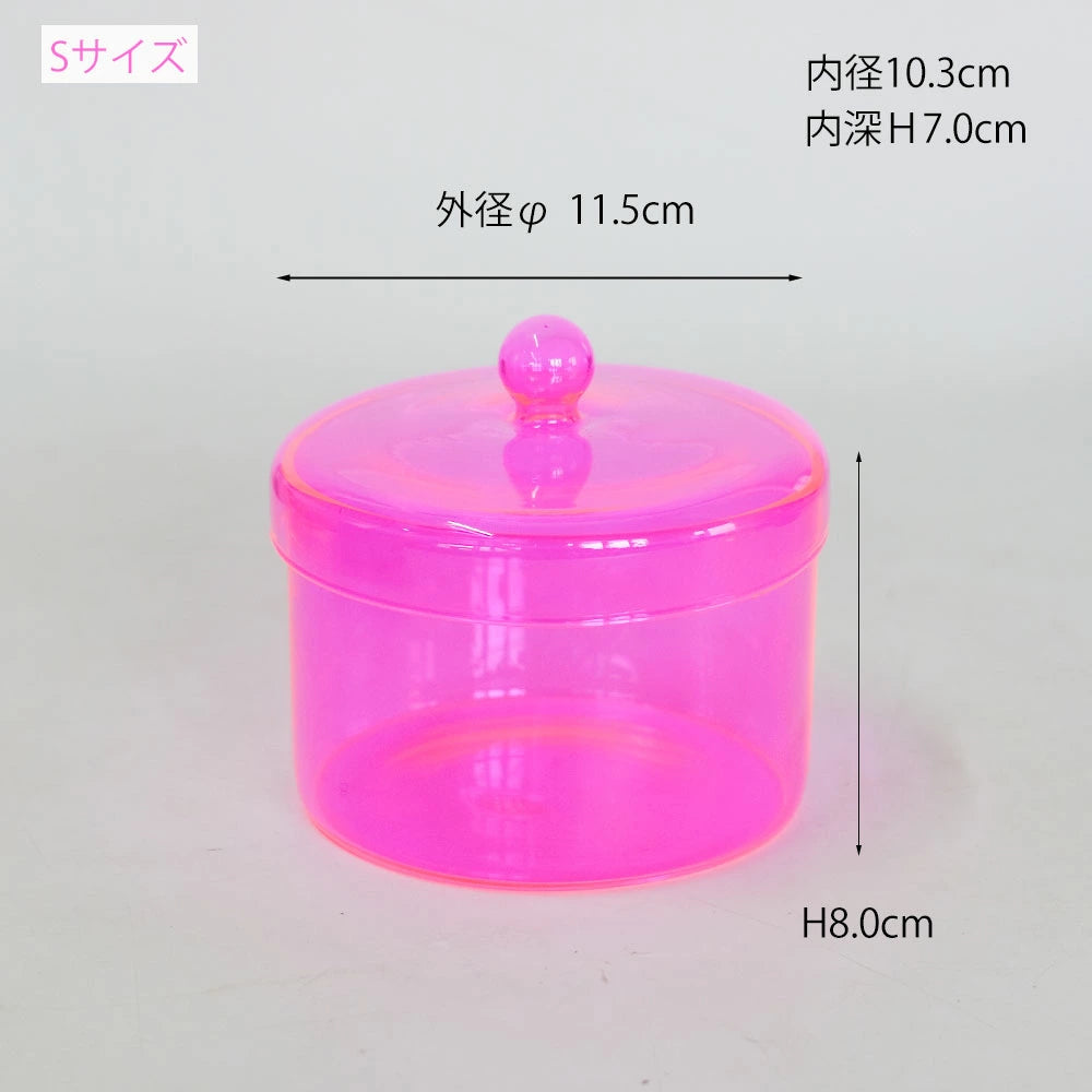 ガラスケース ネオンカラーRadiance Neon Case 蓋付き 黄色 ピンク オレンジ 紫 一輪挿し ポップ ビタミンカラー 軽量 ガラス 平成レトロ |