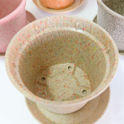 植木鉢 かわいい 受皿付 エコ素材 プラスチック もみ殻 カラフル 軽量 Laula 径13.5-16.5cm 高10.5-12.5cm S/Mサイズ 8色展開 青 薄茶 桃 黄緑 オレンジ