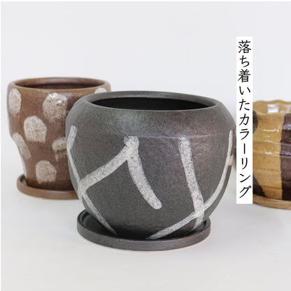 植木鉢 おしゃれ 手書き風 クラフト感 アート Motora 受皿付 径14.5-19.5cm 高12-15cm 底穴あり セメントポット トロンコ tronco