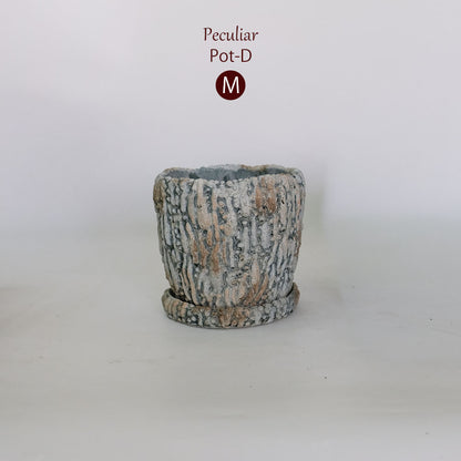 植木鉢 おしゃれ 石材調 ごつごつ 岩肌 Peculiar 受皿付 径13.5-14.5cm 高12cm 底穴あり セメントポット トロンコ tronco Mサイズ Lサイズ
