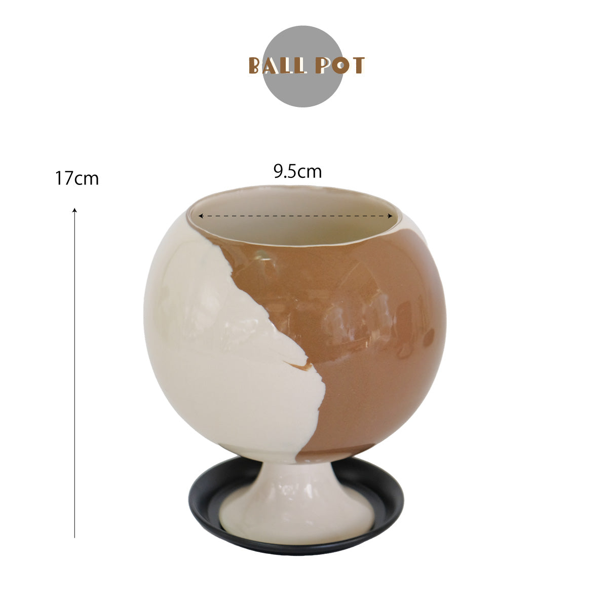 植木鉢 ボール型ポット Orbアイアンソーサー付き TRONCO ユニーク 底穴あり セラミック