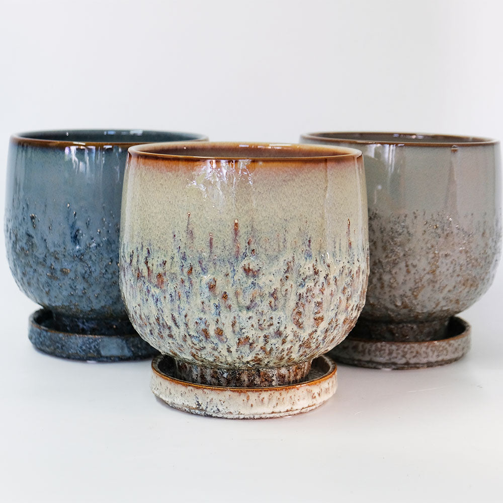 植木鉢 おしゃれ CORM POT & SAUCER 陶器鉢 受皿付 アースカラー  ビンテージ風 YARD 6号 から3.5号 観葉植物 鉢
