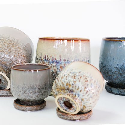 植木鉢 おしゃれ CORM POT & SAUCER 陶器鉢 受皿付 アースカラー  ビンテージ風 YARD 6号 から3.5号 観葉植物 鉢