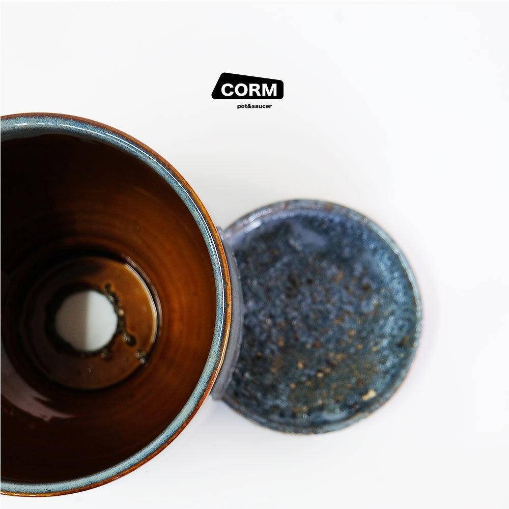 植木鉢 おしゃれ CORM POT & SAUCER 陶器鉢 受皿付 アースカラー  ビンテージ風 YARD 6号 から3.5号 観葉植物 鉢