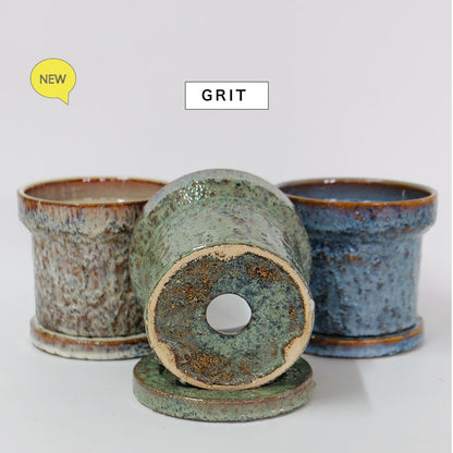 植木鉢 おしゃれ GRIT POT & SAUCER 陶器鉢 受皿付 アースカラー  ビンテージ風 YARD 12cm 15cm 4号 5号