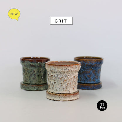 植木鉢 おしゃれ GRIT POT & SAUCER 陶器鉢 受皿付 アースカラー  ビンテージ風 YARD 12cm 15cm 4号 5号