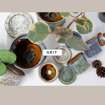 植木鉢 おしゃれ GRIT POT & SAUCER 陶器鉢 受皿付 アースカラー  ビンテージ風 YARD 12cm 15cm 4号 5号