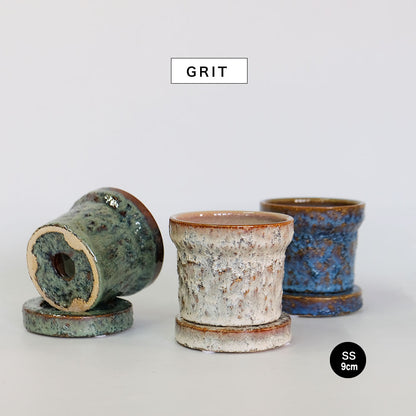 植木鉢 おしゃれ GRIT POT & SAUCER 陶器鉢 受皿付 アースカラー  ビンテージ風 YARD 12cm 15cm 4号 5号