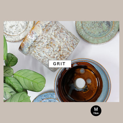 植木鉢 おしゃれ GRIT POT & SAUCER 陶器鉢 受皿付 アースカラー  ビンテージ風 YARD 12cm 15cm 4号 5号