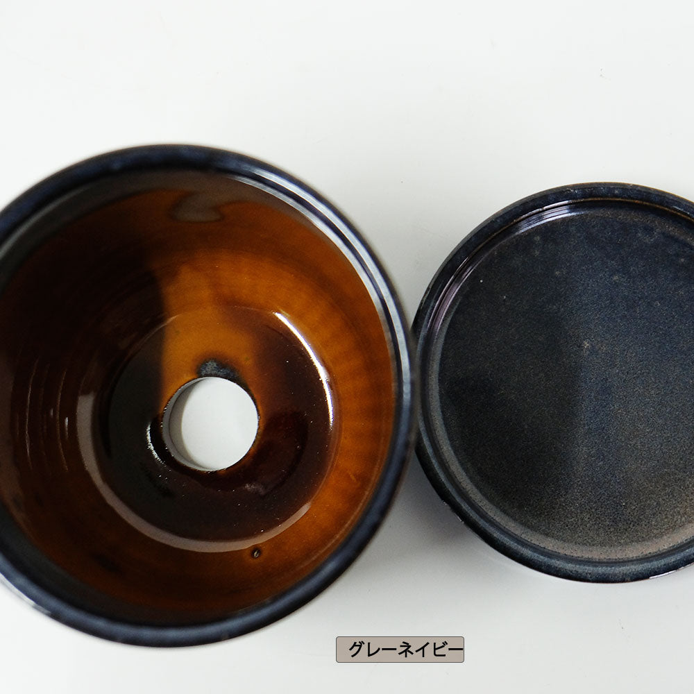 植木鉢 おしゃれ STREAK POT & SAUCER 12cm 4号 陶器鉢 受皿付 シック 光沢あり YARD 釉薬鉢 径12cm 高10cm 底穴あり セラミックポット